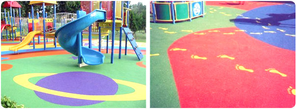 playground play surfaces installed by my splash pad