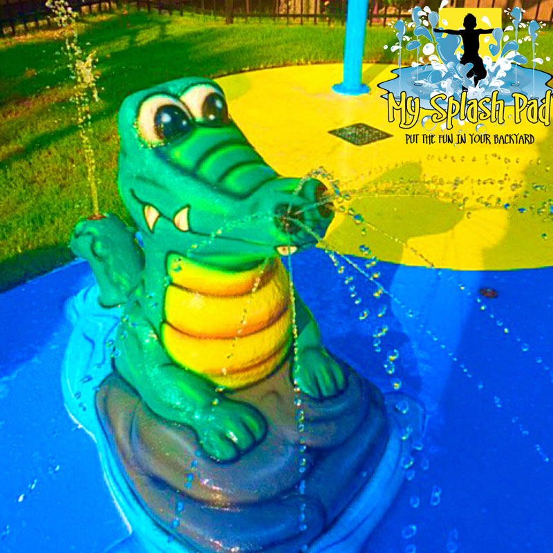 My Splash Pad Alligator water play above ground feature splashpad park equipment parks pads spray fountain installer SC