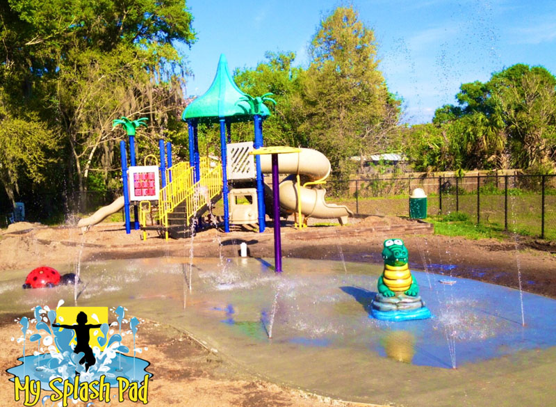 My Splash Pad Alligator Ladybug water park spray fountain play area aquatic playground daycare splashpad ground