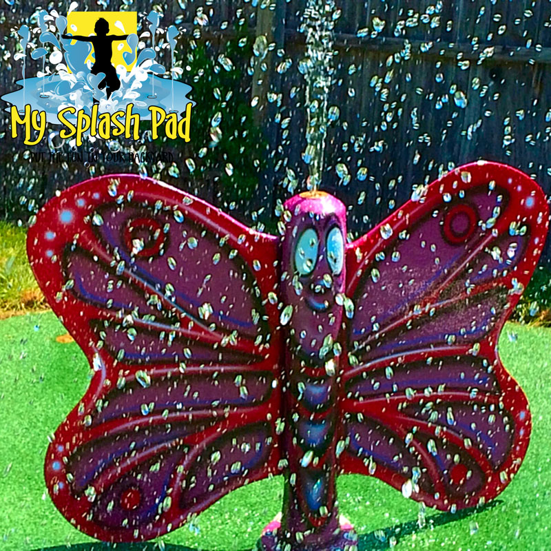My Splash Pad Butterfly water play above ground feature splashpad residential pads splashpads home installer