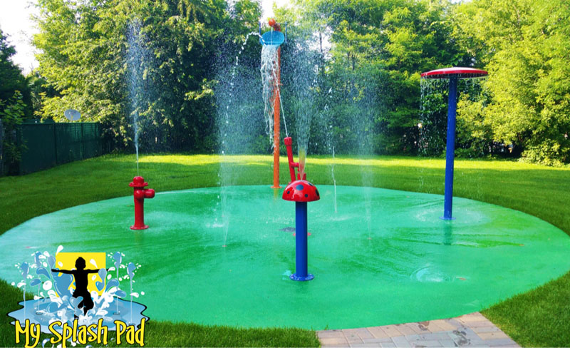 My Splash Pad Chicago IL home backyard splashpad water park spray fountain installer