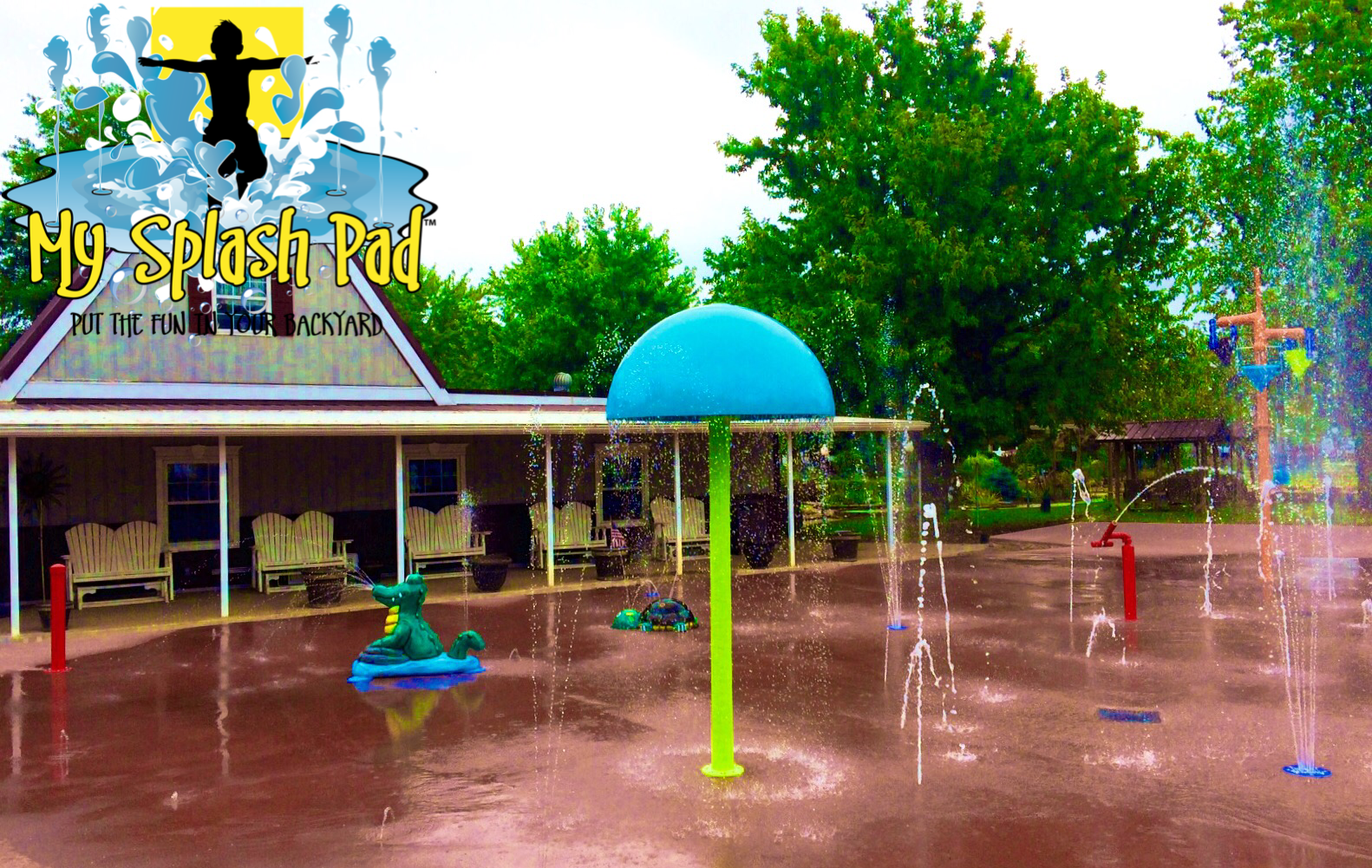 My Splash Pad Huggy Bear campground water park splashpad spray playground aquatic play area installer