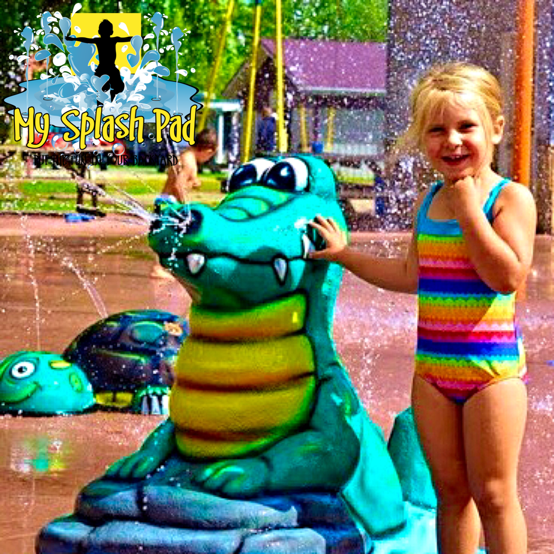 My Splash Pad Huggy Bear campground water park spray ground splashpad pads parks toys installer