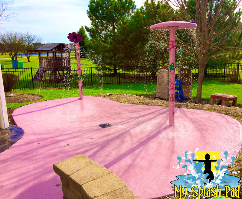 My Splash Pad Pink splashpad pads water park parks home residential backyard spray fountain installer