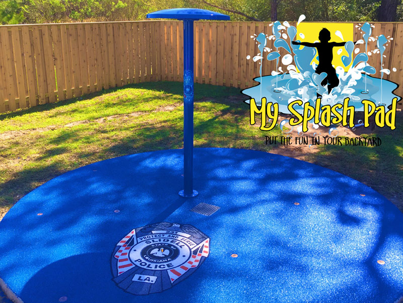 My Splash Pad Police Memorial residential splashpad backyard spray fountain home aquatic play area pads splashpads installer