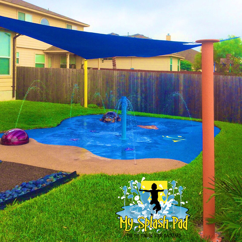 My Splash Pad Texas TX backyard splashpad pads water park spray fountain play area