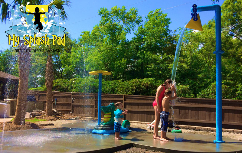 My Splash Pad backyard home residential splashpad water park spray fountain ground playground play area installer