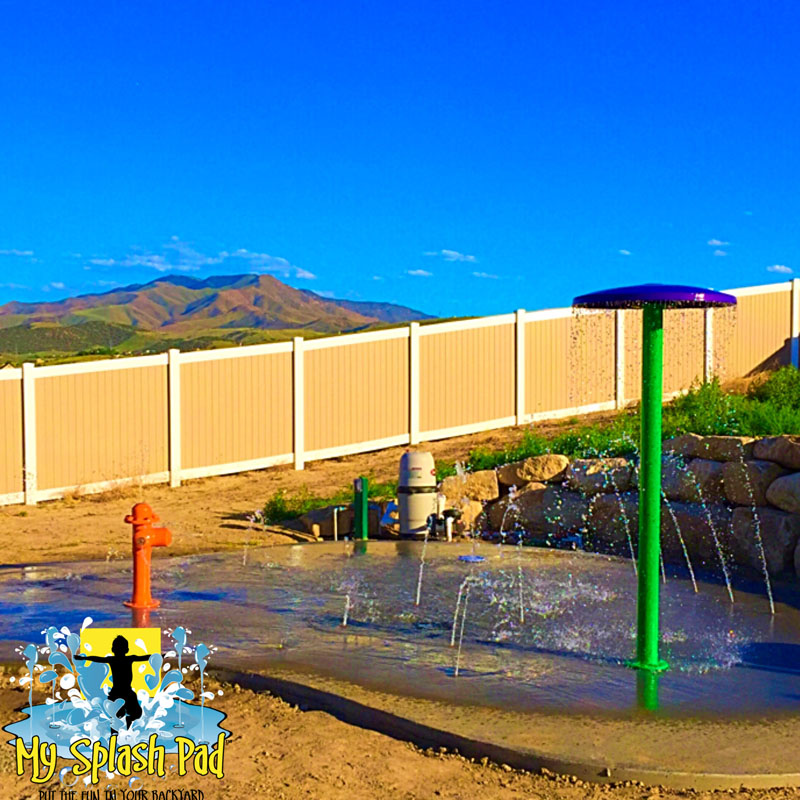 My Splash Pad residential backyard home splashpad installer Utah UT water park spray fountain
