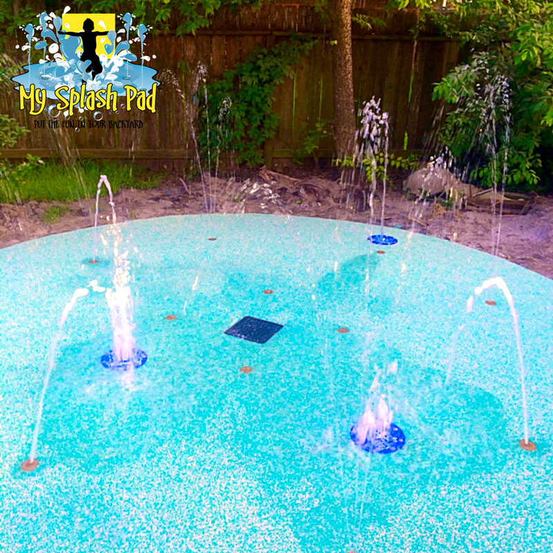 My Splash Pad residential backyard splashpad installer TX Texas water park home play spray fountain