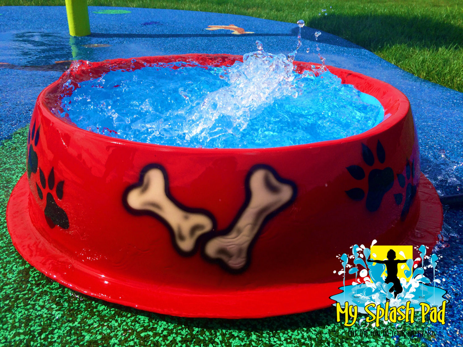 My Splash Pad Dog Bowl Water Play Features. Dog Water Park