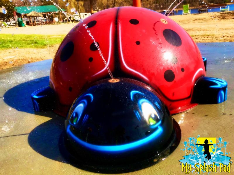 My Splash Pad Lady Bug splashpad feature for Taylor Beach RV Resort Campground Howell MI Michigan water fun play park playground aquatic