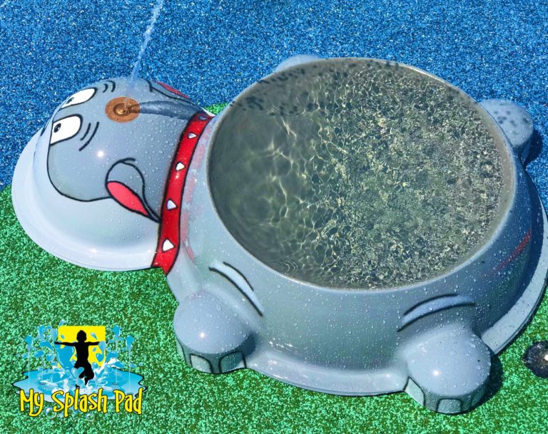 My Splash Pad permanent dog water play feature made in america splashpad installer builder manufacturer