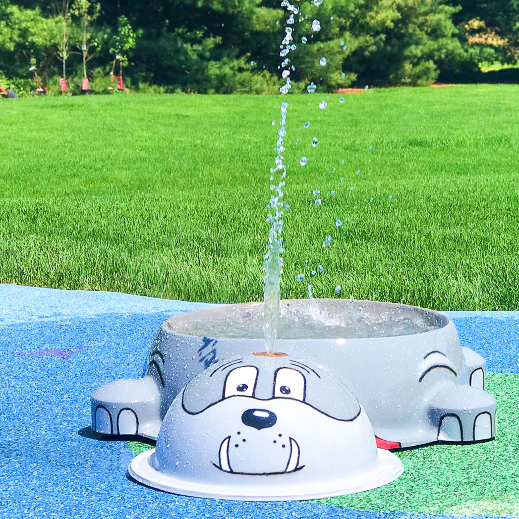 My Splash Pad Bulldog Water Bowl Water Play Features