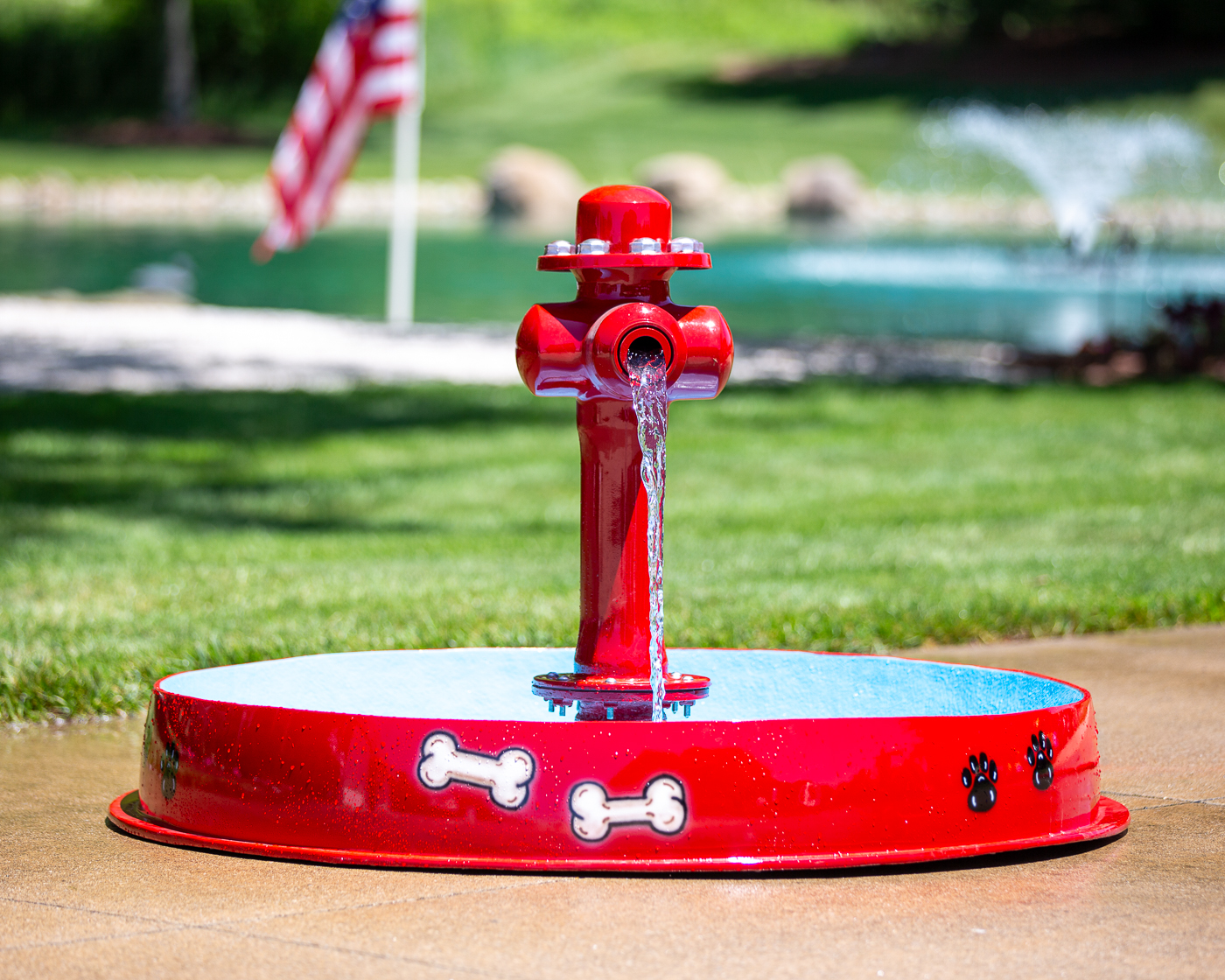 Dog Bowl with Hydrant Water Play Features