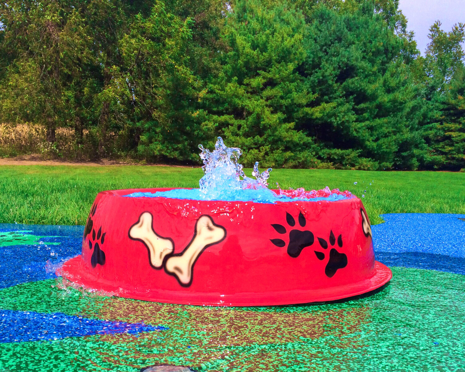 My Splash Pad Dog Bowl Water Play Features