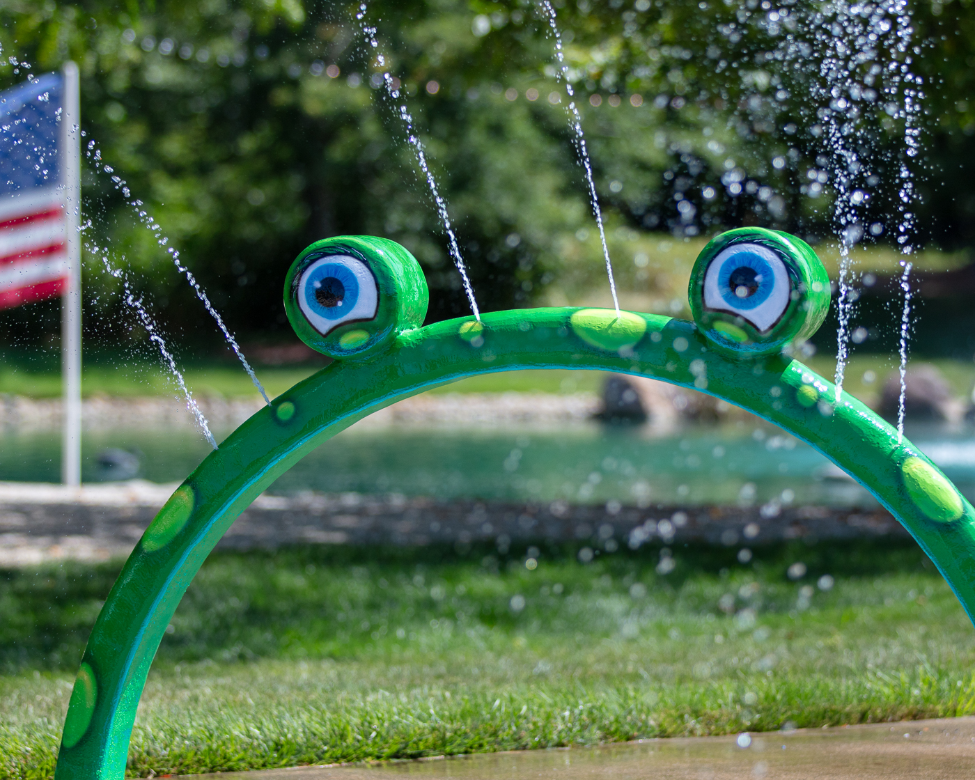My Splash Pad Mini Frog Arch Water Play Features