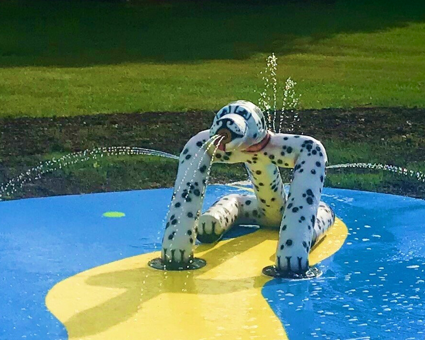 My Splash Pad Sitting Dog Water Play Features