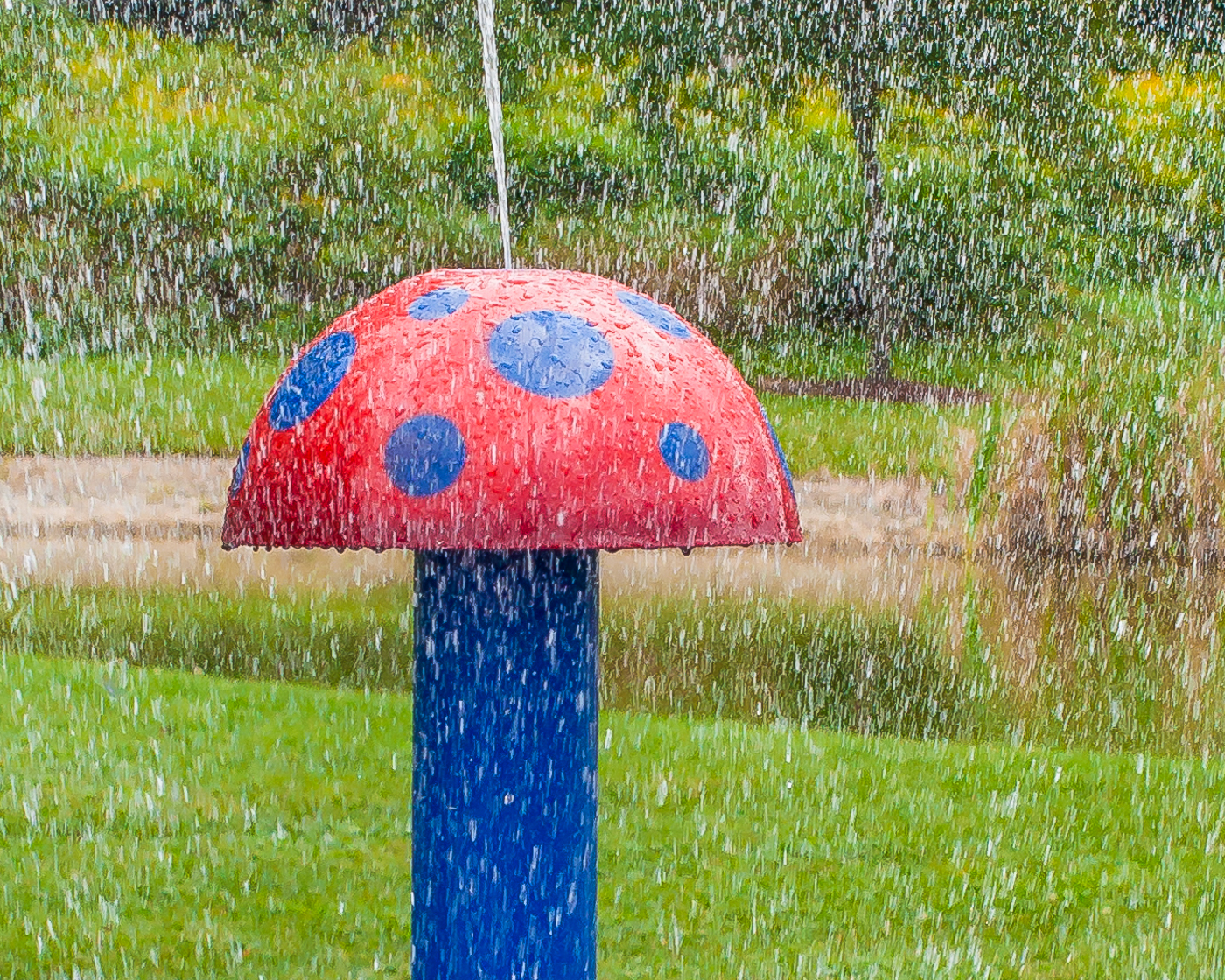 14” Mini Mushroom Water Play Features